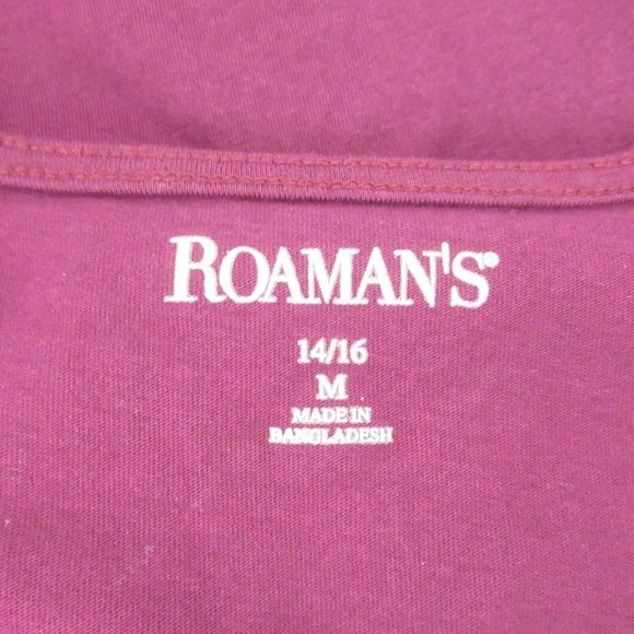 Roamans Top 14 16 Purple Cut Out 3/4 Sleeve Plus Size - Picture 5 of 6